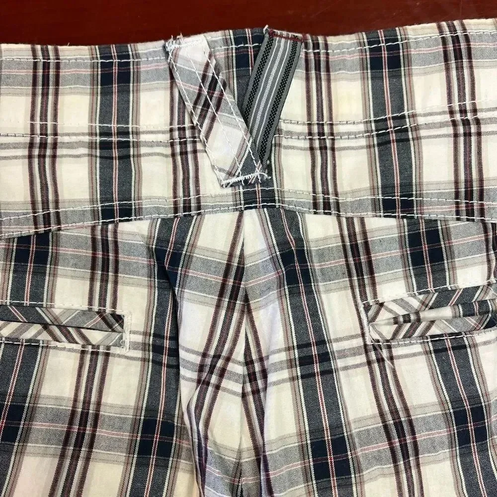 Quiksilver Red White Blue Plaid Bermuda Shorts sz 34